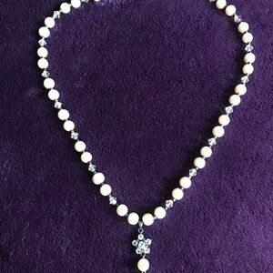 Vintage European Pearl and Crystal Necklace